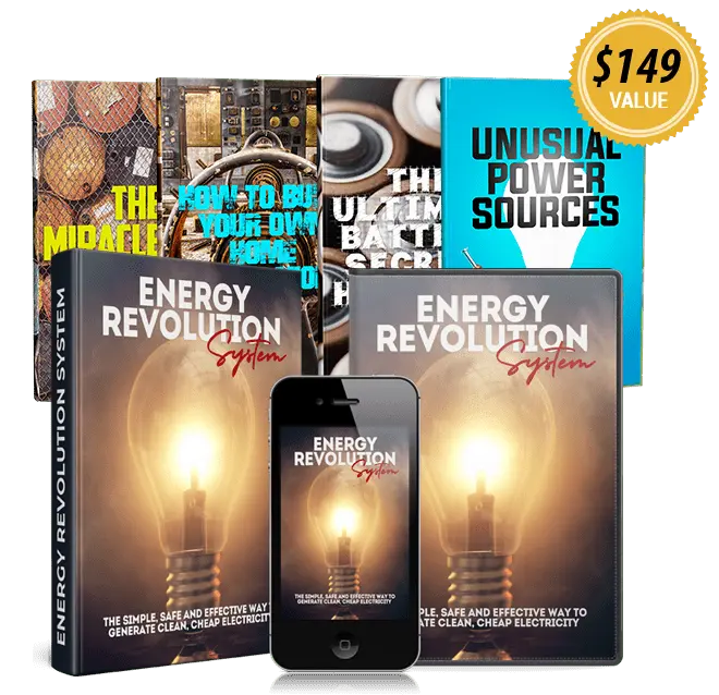 Energy Revolution System digital guide showing DIY home power generation manuals and bonus resources